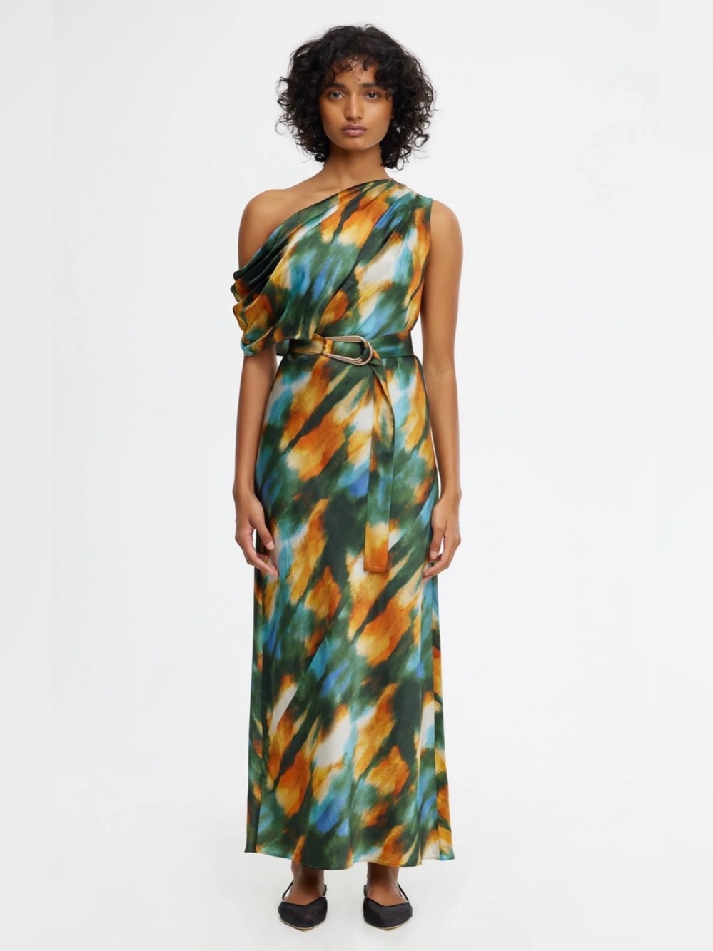 Acler Teal One-Shoulder Satin Dress - Picture 10 of 11